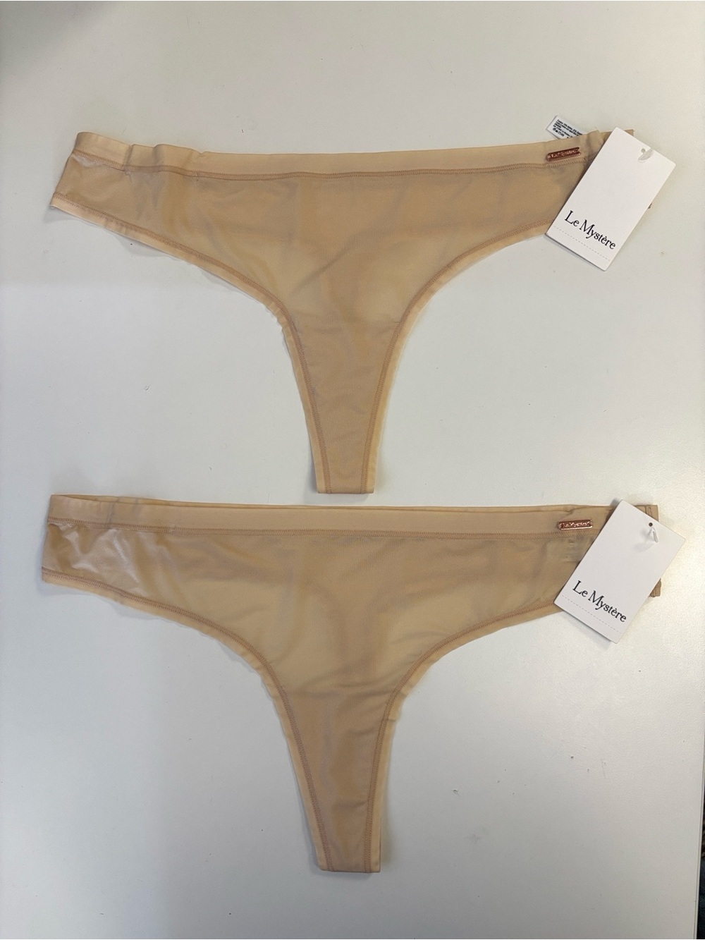 (2 Pairs) NEW Le Mystère Infinite Comfort Thong Panty 8838 Almond 219 (Beige)